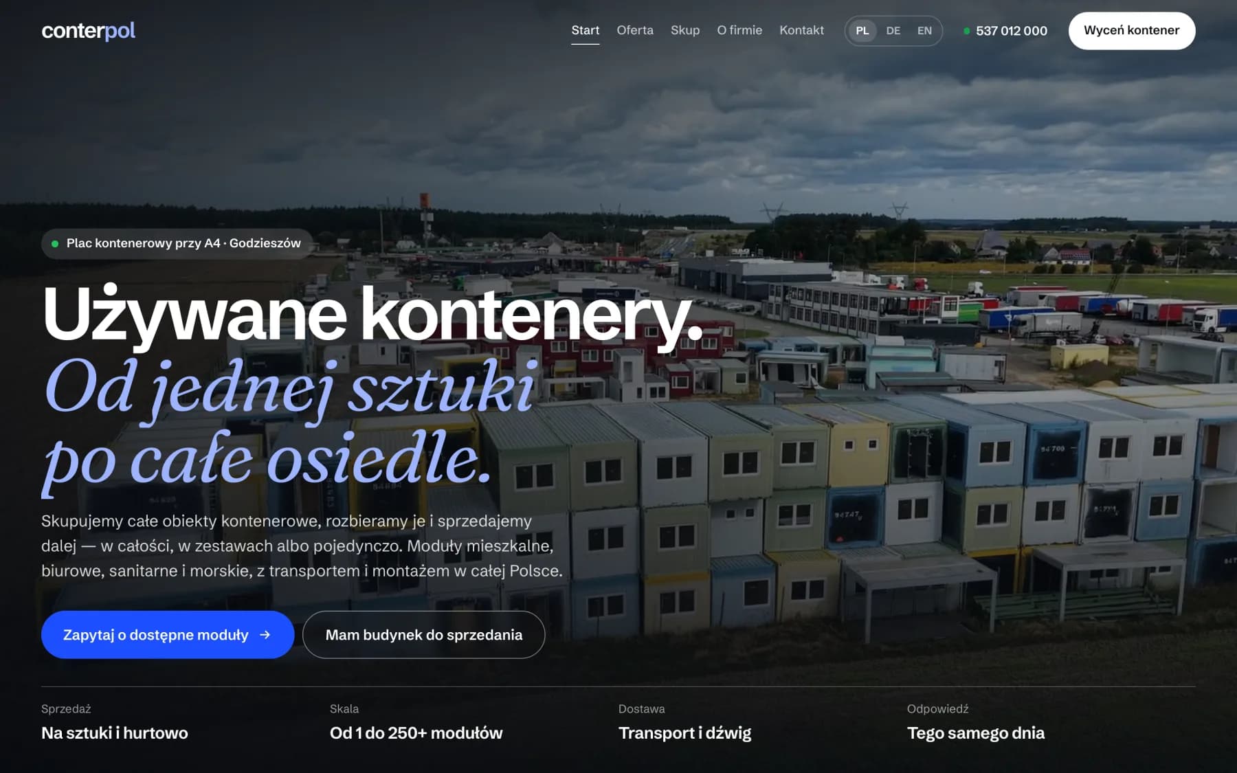 Strona Conterpol — widok na komputerze