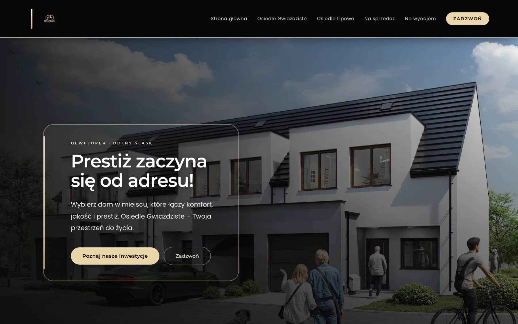 Strona PrestiBud — widok na komputerze