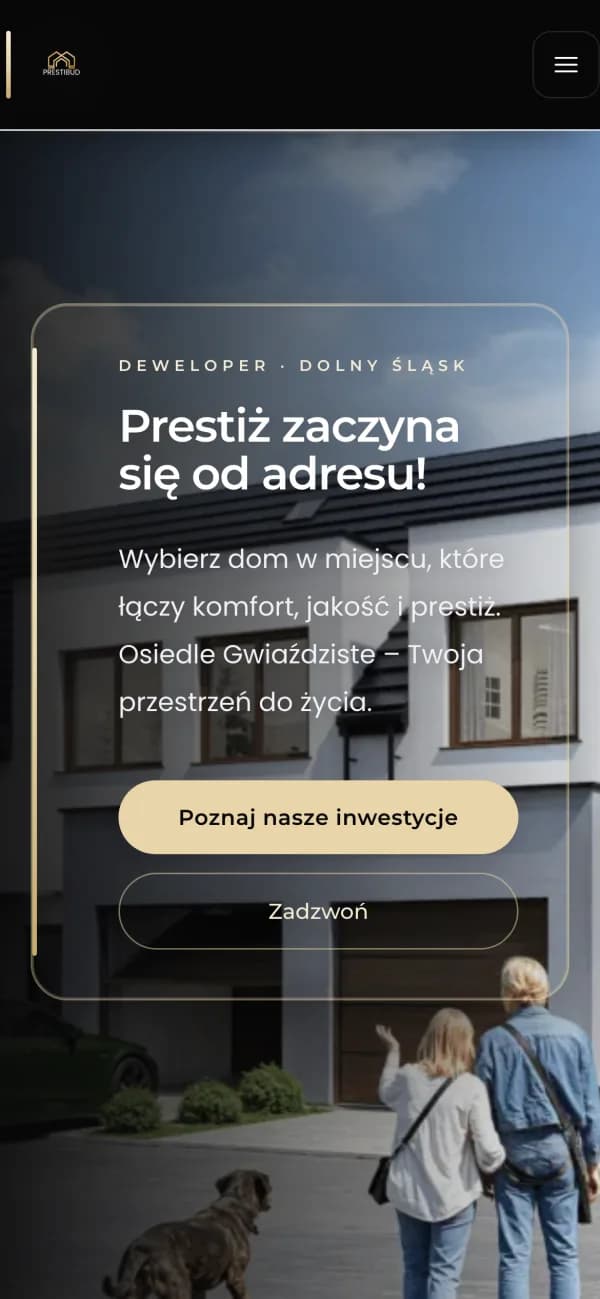 Strona PrestiBud — widok na telefonie
