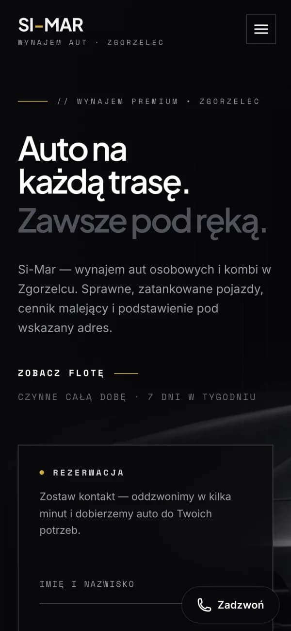 Strona Si-Mar — widok na telefonie